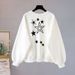 Women's Oversized Pullover Sweatshirt Fleece Lined Thickened Pure Cotton Trendy Design Unique Style Instagram Worthy Top for Autumn Winter_ecoleips.com
