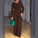 Women's Clothing Fitted Top & Flare Pants Set – Long-Sleeve Fall Outfit (S-5XL, Polyester-Spandex Blend, Wrinkle-Resistant, Casual & Elegant)_ecoleips.com