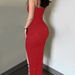 Women's Clothing Beaded Splicing Suspenders Powdered Slit Dress_ecoleips.com
