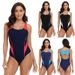 Women's Racing Swimsuit Color Matching One Piece Briefs Tight Fitting Professional Training And Competition Swimwear_ecoleips.com