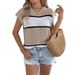 Real Shot Of 2026 Spri/summer Color-blocked Striped Casual Loose Knit Vacation Top, Cross-border Women's_ecoleips.com