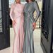 Elegant Long Sleeve Evening Dress – Slim Fit Round Neck Party Gown For Women_ecoleips.com