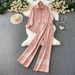 Embroidered Sun Protection Set – Flowy Long Sleeve Top & Wide-Leg Pants, Elegant & Breathable Universal Fit_ecoleips.com