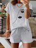 Women’s 2 Piece Outfit Set – Oversized Graphic T-Shirt And Biker Shorts Matching Set, Casual Summer Lounge Tracksuit For Daily Wear-328_ecoleips.com