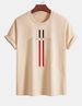Casual White Patterned T-shirt Print, Short Sleeved Round Neck 100% Cotton T-shirt Top-2_ecoleips.com