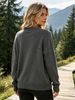 Heather Grey Zip Up Crew Neck Pit Rib Knit Cardigan, Loose Lightweight Breathable Soft Skin-touch Long Sleeve Pocket Jacket_ecoleips.com
