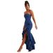 European And American Cross-border Summer Women's Elegant Strapless Slit Fashion Slim-fit Backless Bodycon Dress_ecoleips.com