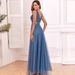 Women's Clothing New V Neck Short Sleeved Sequined Dress Elegant Prom Fashion Party Evening Dress_ecoleips.com