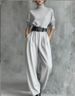 Elegant High-Waisted Viscose Suit Pants Set - Premium Draped Office Wear For Women_ecoleips.com