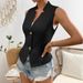 Women's Clothing V Neck Button Sleeveless Cardigan Shirt Vest Small Suit Vest Top_ecoleips.com
