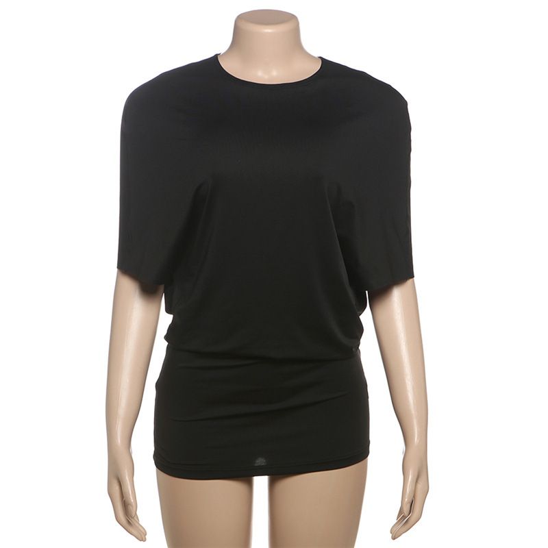 Women's Clothing Sexy Solid Color Hip Dress Short Sleeve Round Neck Summer Fashion Backpack Dress_ecoleips.com