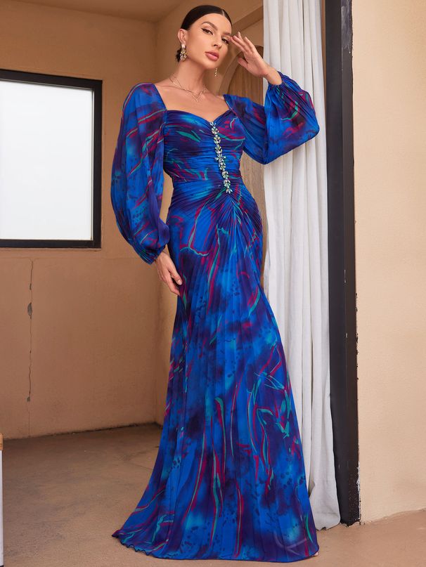 K New Party Pleated Long Sleeved Dress, Loose Casual Women's Dress_ecoleips.com