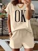 Women’s 2 Piece Outfit Set – Oversized Graphic T-Shirt And Biker Shorts Matching Set, Casual Summer Lounge Tracksuit For Daily Wear-369_ecoleips.com