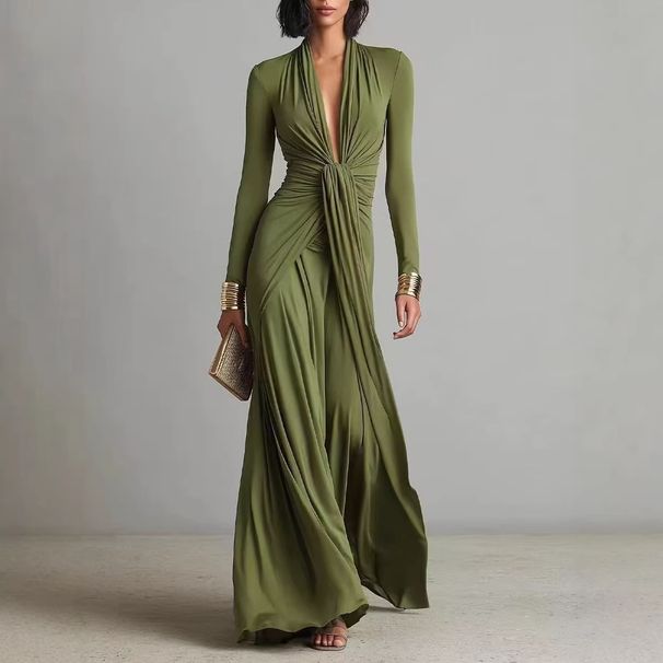 Women's Elegant French Style Dress Solid Color Textured Long Sleeve Spring Autumn_ecoleips.com