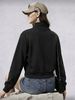 Black Semi-high Neck Half-zip Thick Sweatshirt For Women Winter Style Pullover Casual Top._ecoleips.com