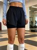 Dual Layer Anti Rub Sports Shorts Women Elastic Waist Split Side Hem Quick Dry Waffle Fabric Gym Training Jogging Casual Lounge Active Shorts_ecoleips.com