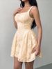 New Women's White Lace Dress, Square Neck, Wide Strap, Fitted Waist, Tulip Shaped Puffy Skirt_ecoleips.com