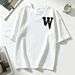 Women's Oversized T-Shirt Minimal W Letter Wassup Slogan Graphic Casual Loose Short Sleeve Streetwear Top_ecoleips.com