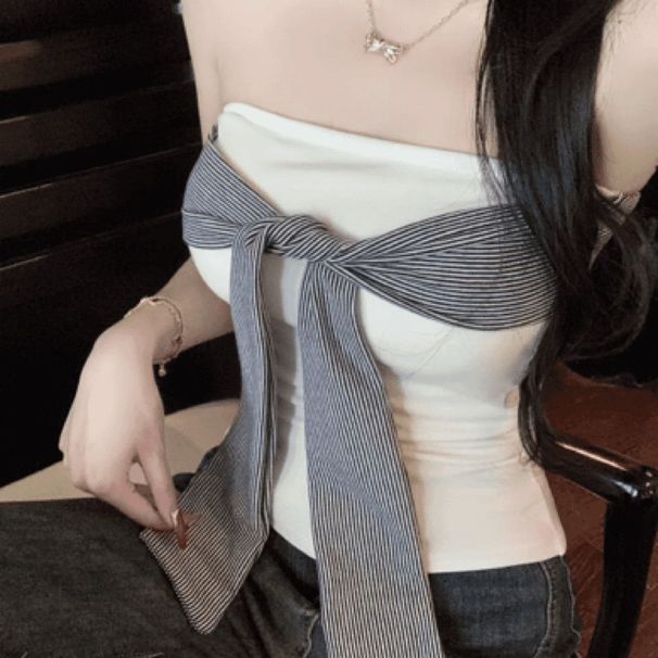 Stylish Alluring Striped Bow Ties, Sexy And Trendy, With A Waist-cinching Design, Popular On Social Media,_ecoleips.com