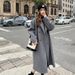 Pink Single Layer Thin For Women 2023 Autumn Winter New Korean Loose Mid-Length Hepburn Style Woolen Coat_ecoleips.com