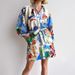 Women's Clothing Linen Casual Printed Shirt Cardigan Lace Up Dress_ecoleips.com