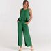Women's Clothing Summer Casual Suit American Style Sleeveless Pleated Vest Wide Leg Cropped Pants Set_ecoleips.com