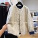 Aria Basics High-end New Korean Style Tweed Round Neck Fashion Wool Coat Women, Loose Slimming Top For Autumn And Winter A8110_ecoleips.com
