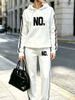 Spring Autumn Women's Printed Two Piece Set Simple Side Striped Hooded Top And Trousers New Style Print_ecoleips.com