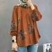 Women's Clothing Muslim Floral Shirt Fashion Puff Sleeve_ecoleips.com