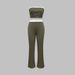 Women's Sexy 3-Piece Set, Olive Green Tank Top With Sleeveless Cardigan And High-Waist Straight Leg Pants, Elegant Lounge And Streetwear Outfit_ecoleips.com