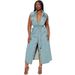 Women’s Clothing Plus Size Women's Lapel Sleeveless Denim Long Strap Dress_ecoleips.com