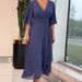 Women's Solid Color Chiffon Irregular Short Sleeve Dress plus Size Casual Maxi Dress_ecoleips.com