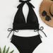 Women's Clothing Comfort And Style For Various Aquatic Activities Langxin High-Waisted Sexy Lace-Up Ribbed Two-Piece Swimsuit Bikini_ecoleips.com