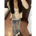 Vintage Light Blue Flared Jeans For Women – High-Waisted Wide-Leg Trousers With Retro Hem (S-5xl, Distressed Wash)_ecoleips.com