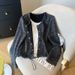 Women's Clothing Women's Faux Two Piece Set Casual Versatile Drawstring Cardigan Round Neck Long Sleeved T-Shirt Top Style Relaxed Fit_ecoleips.com