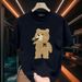 Women's Clothing printed bear short sleeved T shirt trendy brand slim short sleeved T shirt top_ecoleips.com