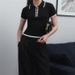 Women's Clothing Slim Fit Short Sleeved Lapel Top Summer New Thread Tight Contrast Color Temperament Sweater_ecoleips.com