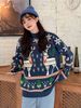 girl Christmas Atmosphere Sweater For Women, Autumn And Winter New Loose Retro Lazy Style Pullover, Stylish Knitted Sweater,_ecoleips.com