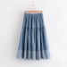 Plus Size Denim Midi Skirt – Stretch Waist & Patchwork Design (S-L, Light & Dark Blue) Breathable Denim_ecoleips.com