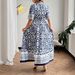 Women's Plus Size Dress Style Print Slim Fit Retro Ethnic Blue Holiday Leisure Relaxed Everyday Wear Versatile Comfortable Feshion Trend_ecoleips.com