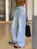 Cross-border American Retro Washed Wide-leg Jeans For Women, With A Unique Design, Loose Fit, High-waisted,_ecoleips.com