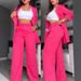 2025 Cross-Border European And American Foreign Trade Summer Women's Fashion Elegant Solid Color Split Sleeve Lapel_ecoleips.com