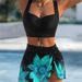 Slimming Push up Halter Neck Backless Swimsuit Three Piece Set Floral Print Casual Beachwear for Women European American Style 2026_ecoleips.com