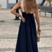 Women's Clothing Women's Spring And Summer New Cross Border Women's Fashion Solid Color Halter Neck Suspenders Sleeveless Cotton And Linen Dress_ecoleips.com