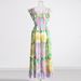 Women's Clothing Retro New Square Neck Wood Ear Sling Mid Waist Printed Mid Length Dress_ecoleips.com