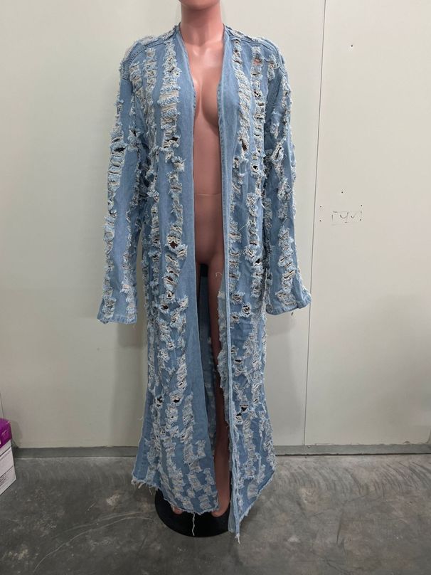 K Fashion Casual Ripped Denim Cloak Jacket For Women_ecoleips.com