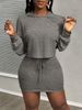 Sexy Women's Clothing Hooded Strap Solid Color Top And Short Skirt Two-Piece Set_ecoleips.com
