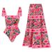 Women's Floral One-Piece Swimsuit With Adjustable Bow Ties – UPF 50+ Nylon Blend, Removable Padding & Tummy Control_ecoleips.com