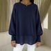 Autumn/Winter Solid-Color Casual Round-Neck Sweater With Chiffon Hem And Lantern Sleeves_ecoleips.com