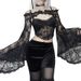 Women's Dark Style Long Sleeved Cardigan Sexy Top European American Style Button Trimmed Lace See through Outerwear_ecoleips.com